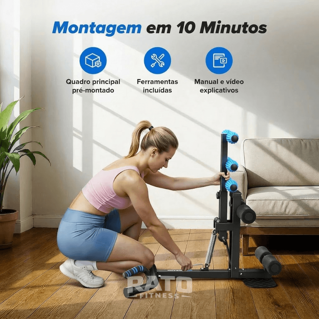 Aparelho Compacto de Agachamento Multifuncional 3 em 1 para Pernas e Glúteos - Preto - Imagem 9